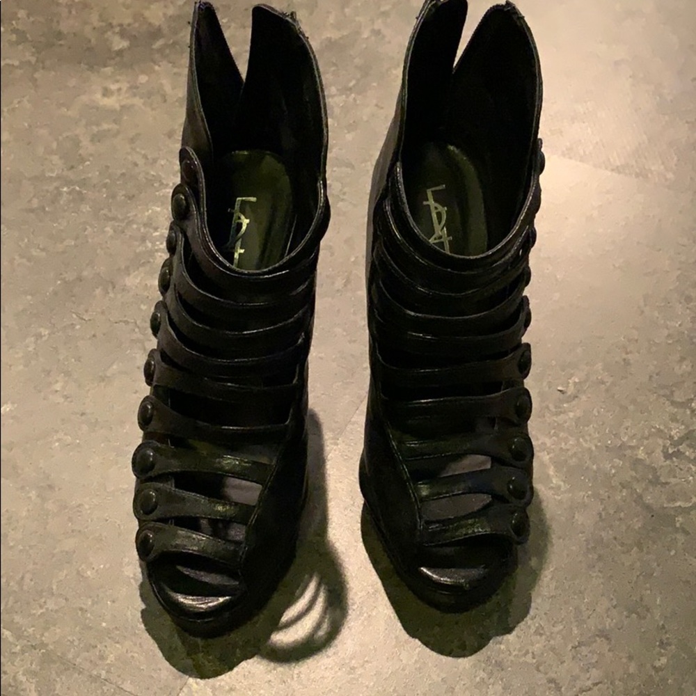 Faux leather heels